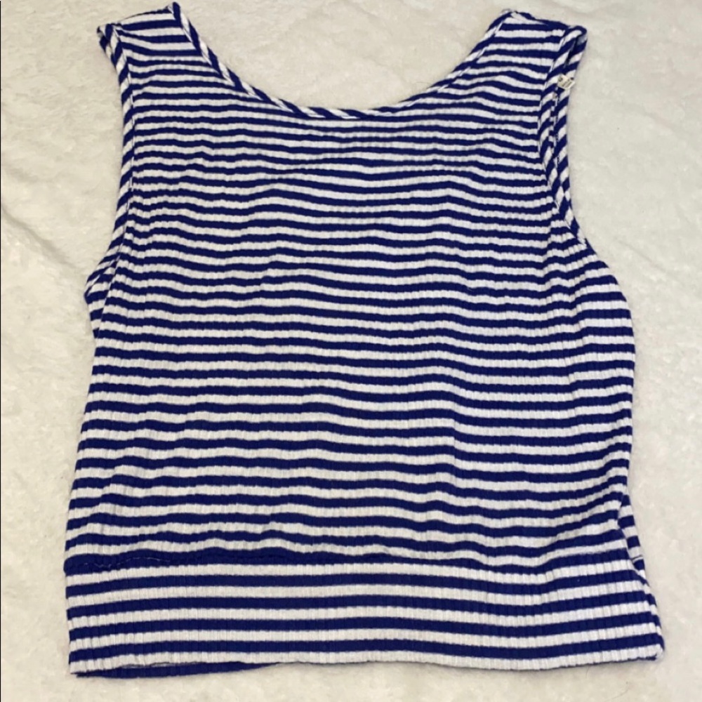 Color story white blue stripes tank with crosses L